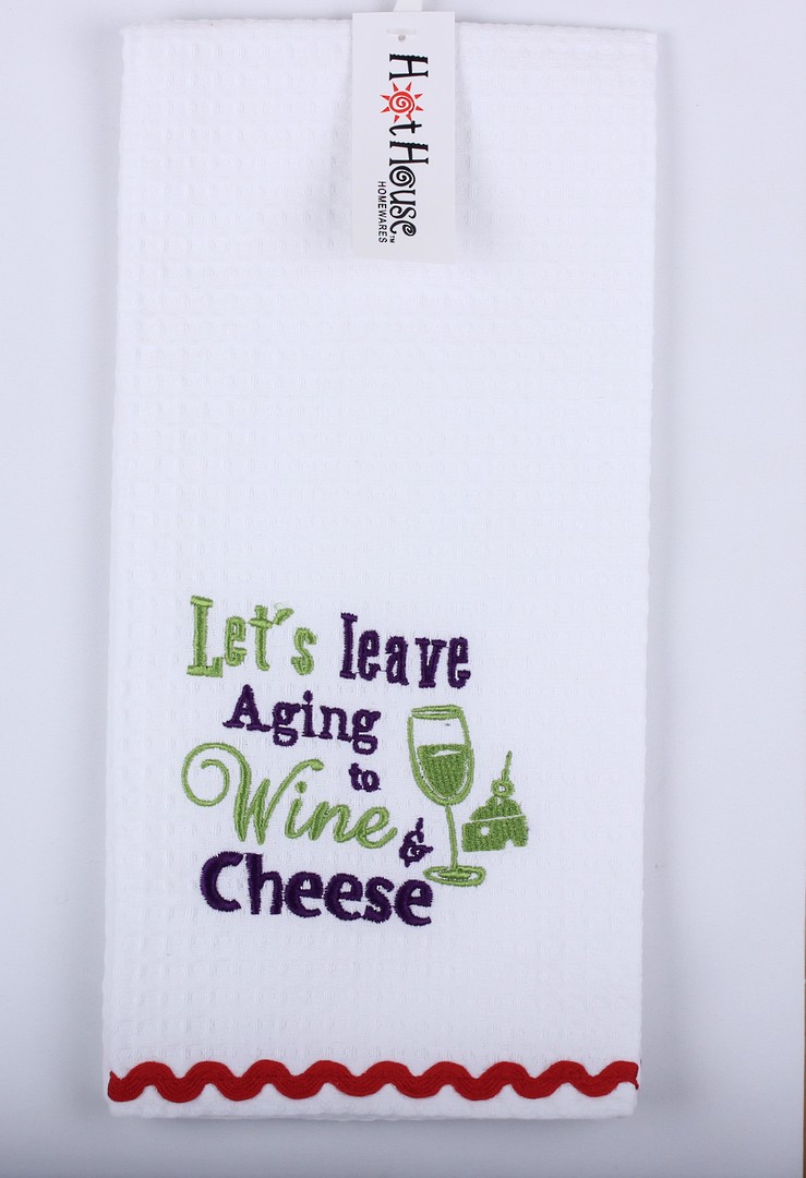 Tea towel "Let's leave aging to Wine & Cheese" Code: T/T-GF/WIN/AGI image 0